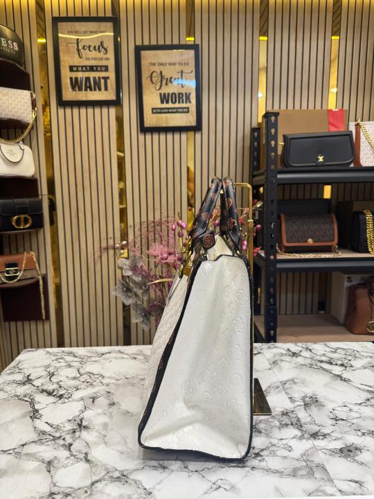 GUESS ELAVATE TOTE WITH DUST BAG PREMIUM QUALITY (WHITE)