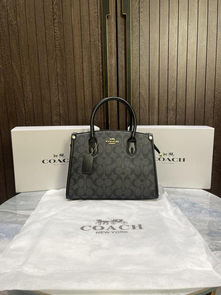 Coac h Satchel Top Handle Sleek with magnet box 535