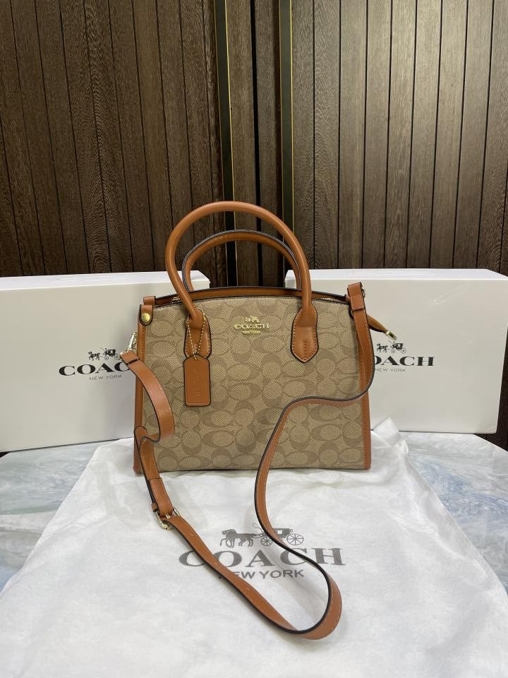 Coac h Satchel Top Handle Sleek with magnet box 536