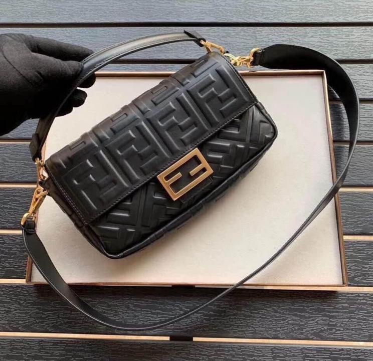 Fendi Baguette Jacquard FF fabric Bag Brown With box 5481