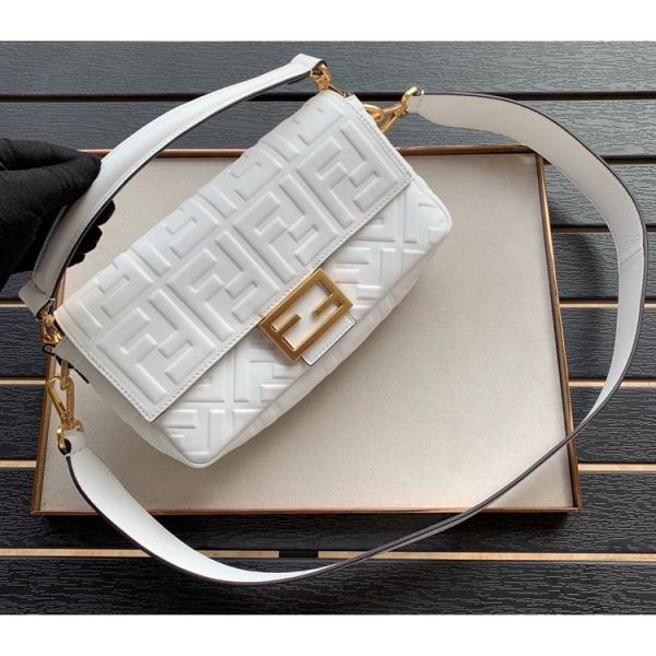 Fendi Baguette Jacquard FF fabric Bag Brown With box 5482