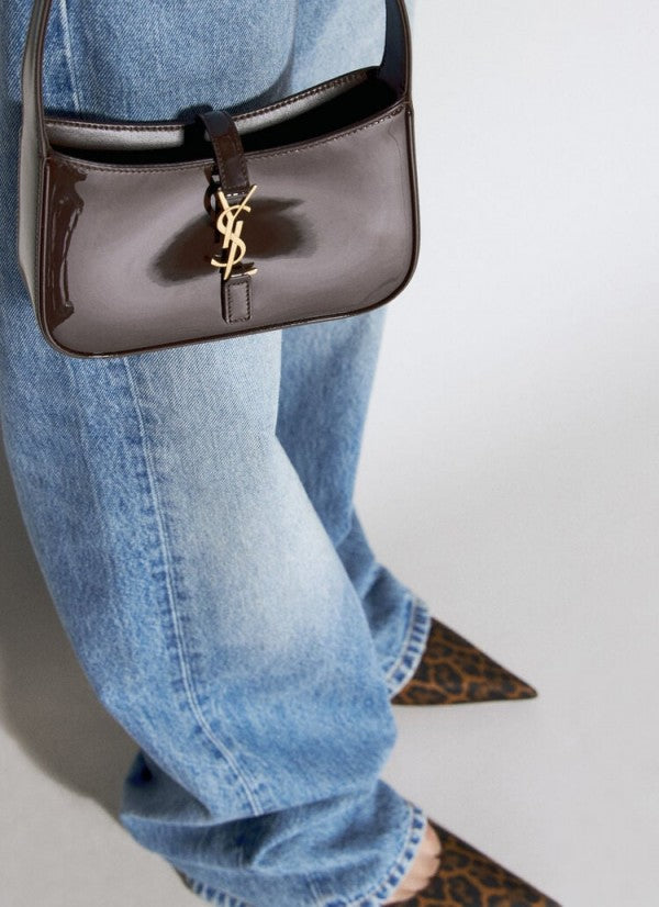 Ysl Saint Laurent Coffee Leather Shoulder Bag With OG Box & Dust Bag 903 2 Coffee