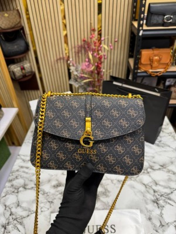 GUESS G JAMES LOGO SHOULDER BAG WITH OG BOX AND DUST BAG PREMIUM QUALITY (COFFEE)