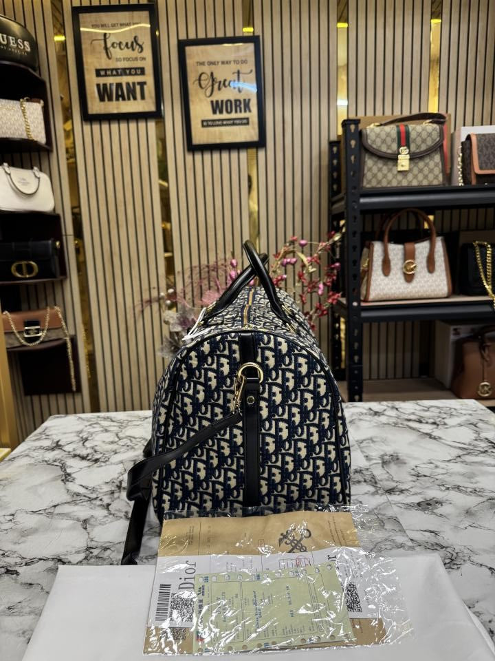 CHRISTIAN DIO R DUFFLE PREMIUM QUALITY WITH DUST BAG SLING AND TAG (BLUE) (S20)