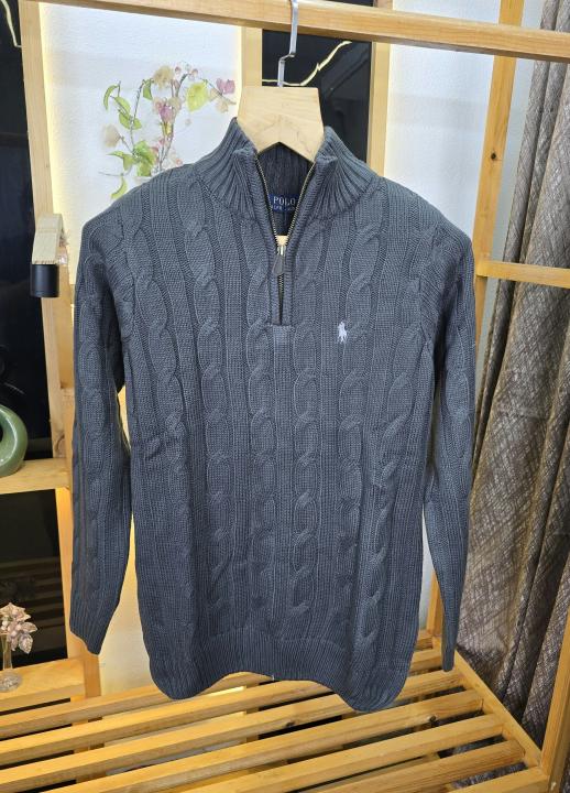 RL ZIPPER SWEATER DARK GREY M435-DG