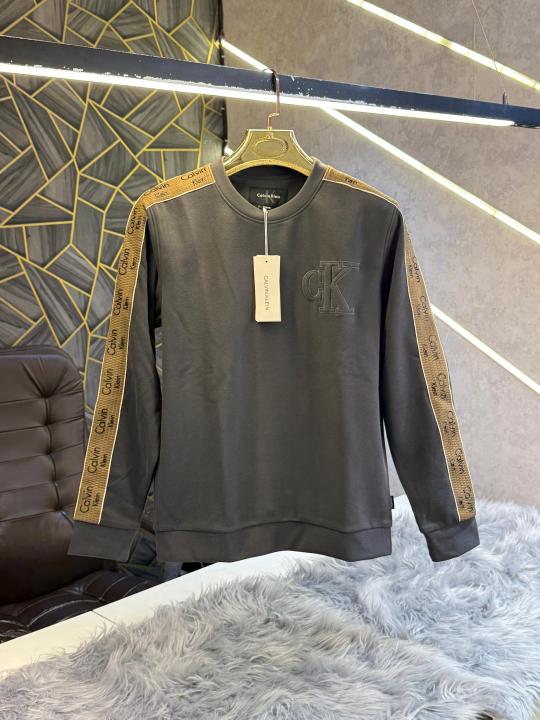 Calvin Klein Grey Embossed Logo Sleeve Patch Look Imported Sweatshirt (1892)