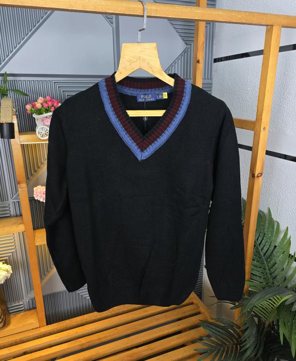 R L V NECK SWEATER BLACK M450-BK