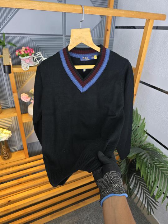 R L V NECK SWEATER BLACK M450-BK