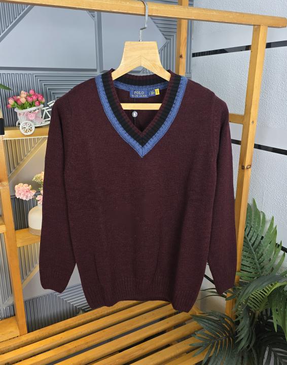 R L V NECK SWEATER WINE M450-WN