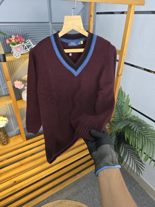 R L V NECK SWEATER WINE M450-WN
