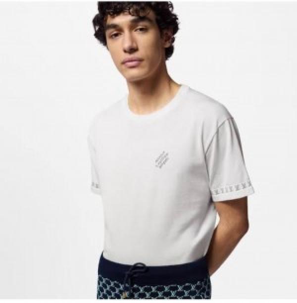 Louis Vuitton White Monogram Print Imported T-Shirt (1350)