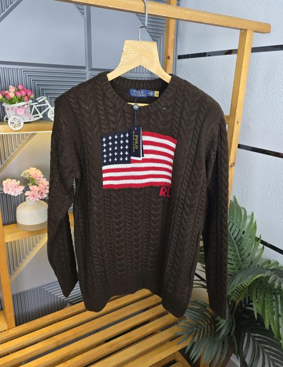 R L ROUND NECK SWEATER BROWN M445-BR
