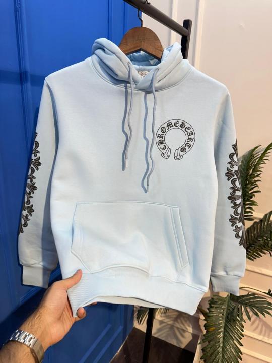 Chrome Hearts Silver Hoodie with Cross Sleeve Print