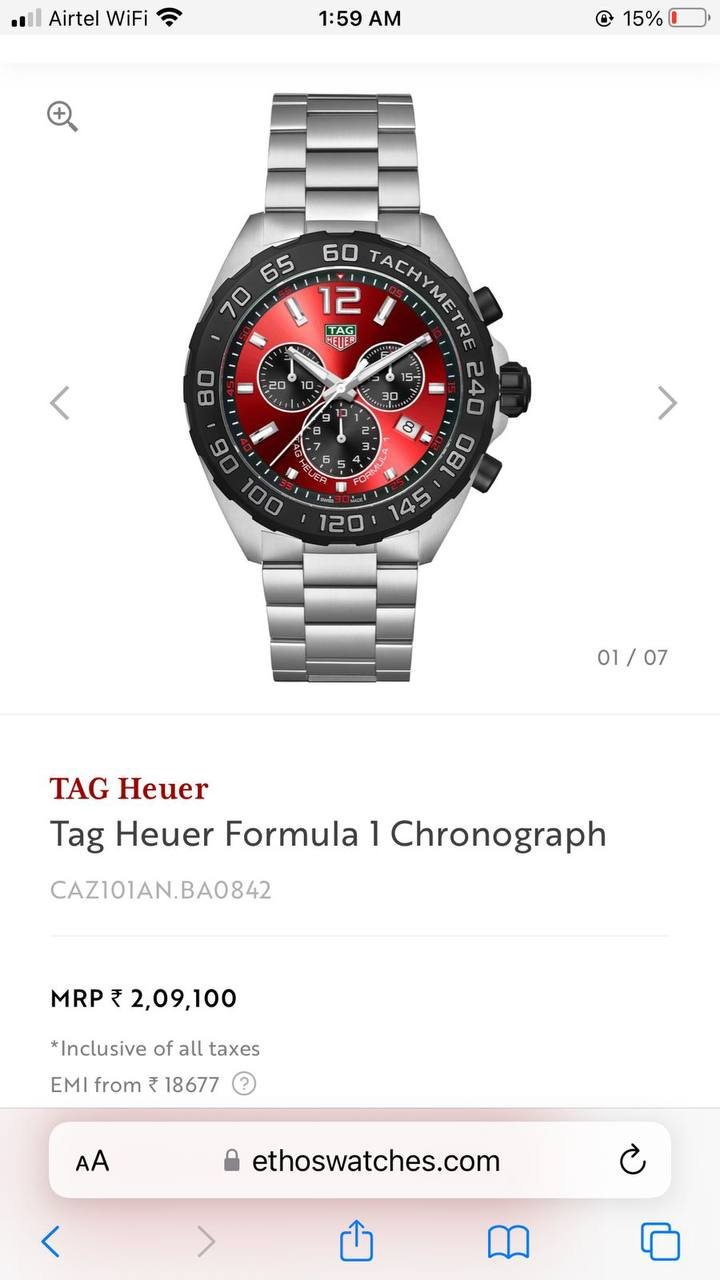 TAG Heuer Carrera Formula 1 Red Dial