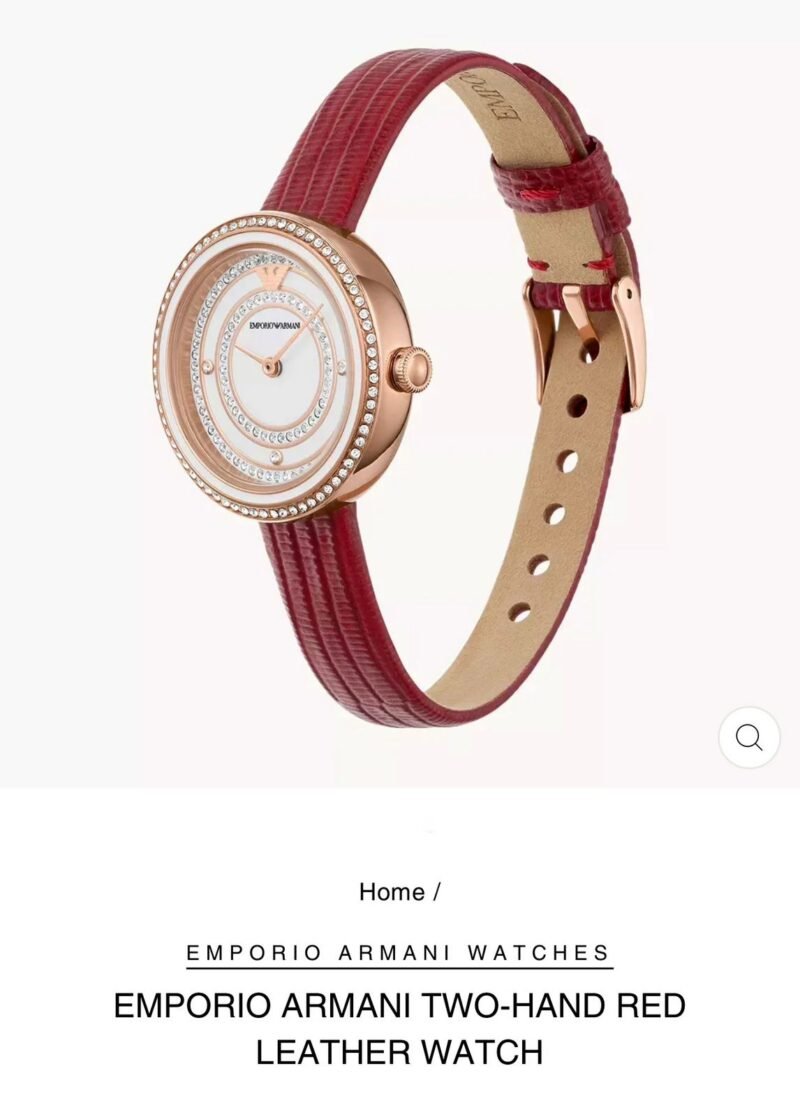 EMPORIO ARMANI TWO-HAND RED LEATHER WATCH