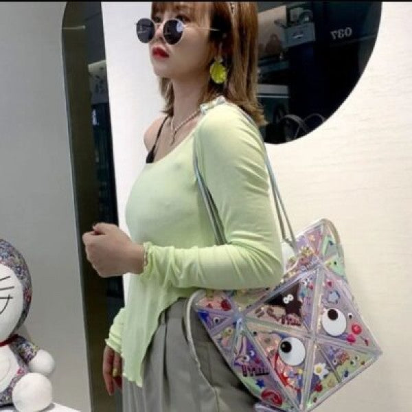 EYE THEME PRINTED GEOMETRIC PANELLED TOTE Bag (ET 724)