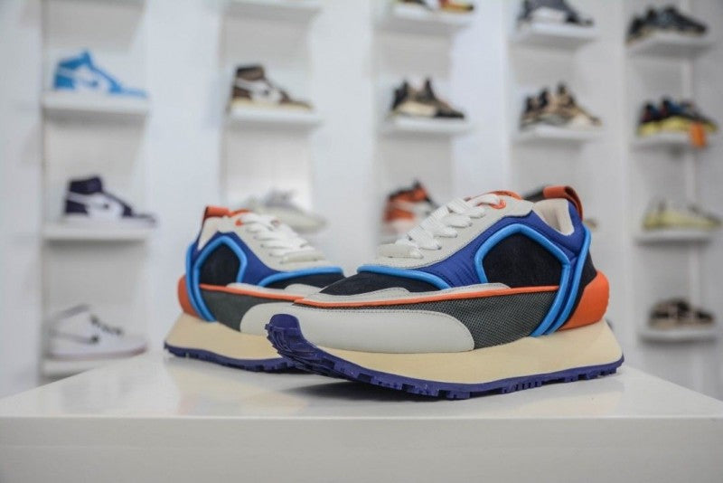 Balmainn multicolor suede panelled racer low top sneakers