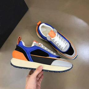 Balmainn multicolor suede panelled racer low top sneakers