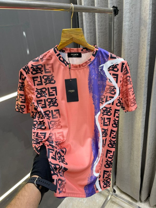 FENDI PINK MONOGRAM PRINT PREMIUM T-SHIRT