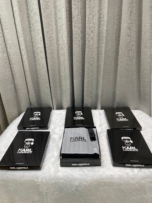 KARL LAGERFELD AIRFORCE BLUE PRINTED IMPORTED POLO T-SHIRT WITH BRAND BOX