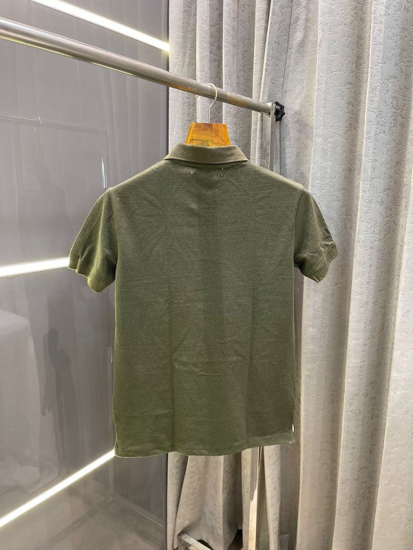 CLAVIN KLEIN OLIVE GREEN PRINTED PREMIUM POLO T-SHIRT WITH BRAND BOX ND CARRY BAG