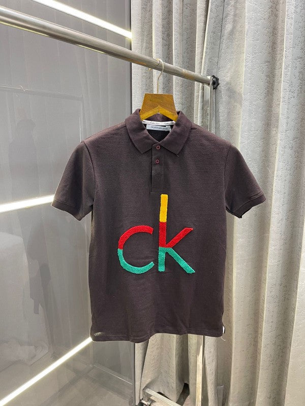 CLAVIN KLEIN COFFEE PRINTED PREMIUM POLO T-SHIRT WITH BRAND BOX ND CARRY BAG