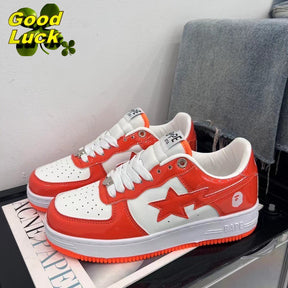 Bathing Ape Bape Sta Patent Leather orange White