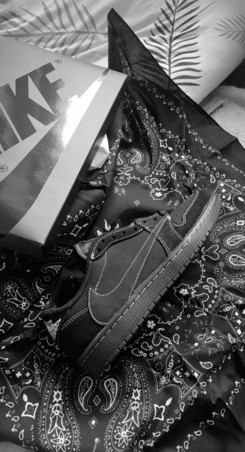 Travis Scott x Air Jordan 1 Low OG Black Phantom With Same Full Kit S Show In Image same Packing Semi UA