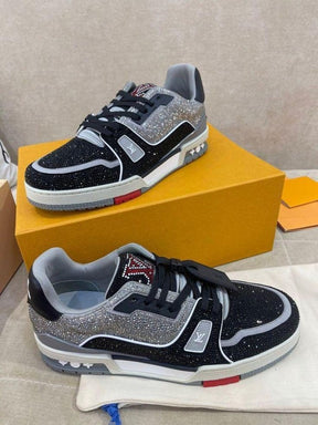 LOUIS VUITTON TRAINER CRYSTAL BLACK RED WITH FULL KIT