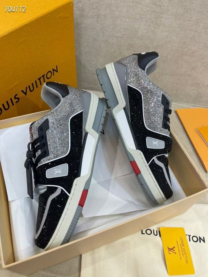 LOUIS VUITTON TRAINER CRYSTAL BLACK RED WITH FULL KIT