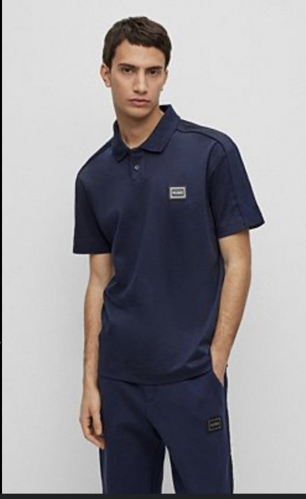 BOSS NAVY BLUE PRINTED PREMIUM POLO T-SHIRT