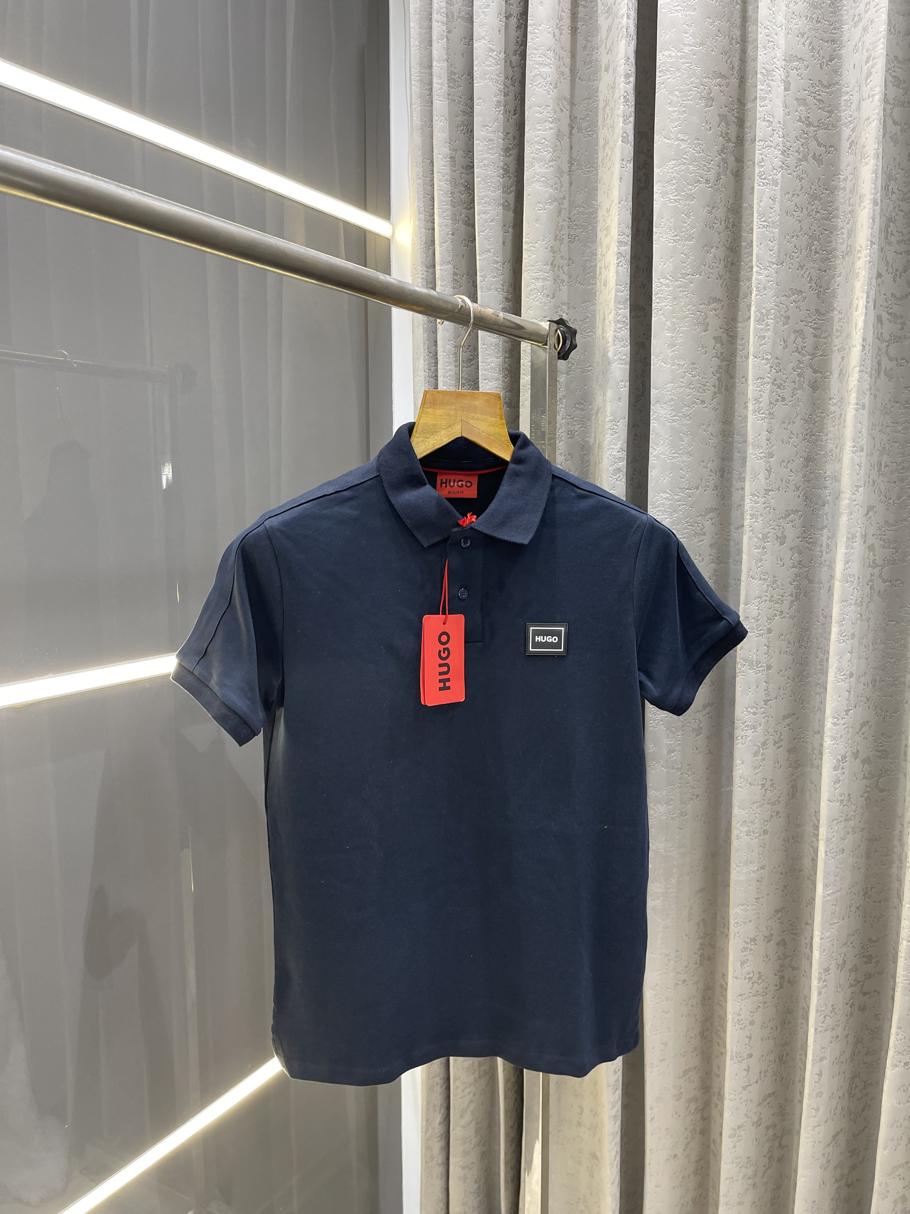 BOSS NAVY BLUE PRINTED PREMIUM POLO T-SHIRT