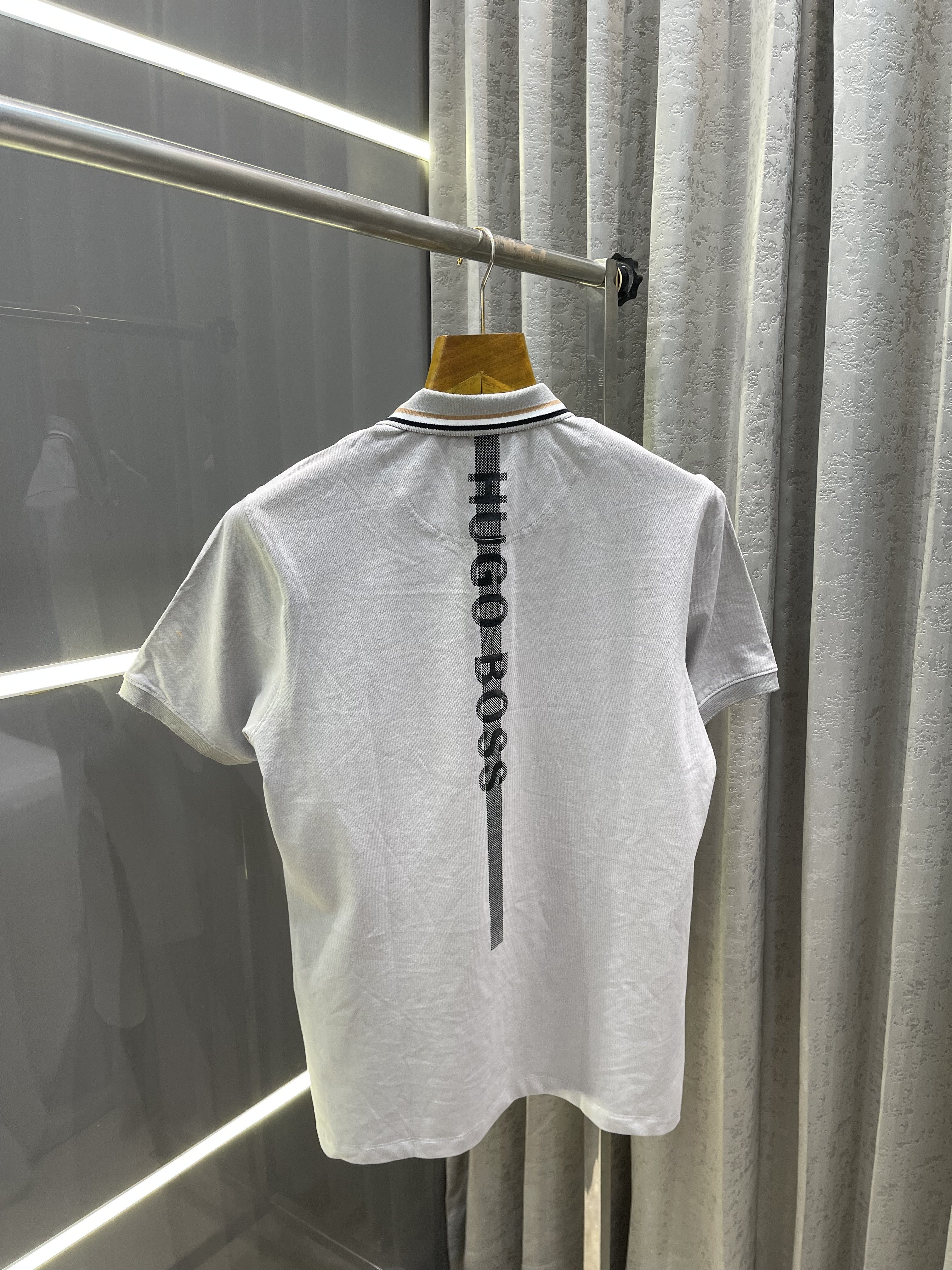 BOSS GREY PRINTED PREMIUM POLO T-SHIRT