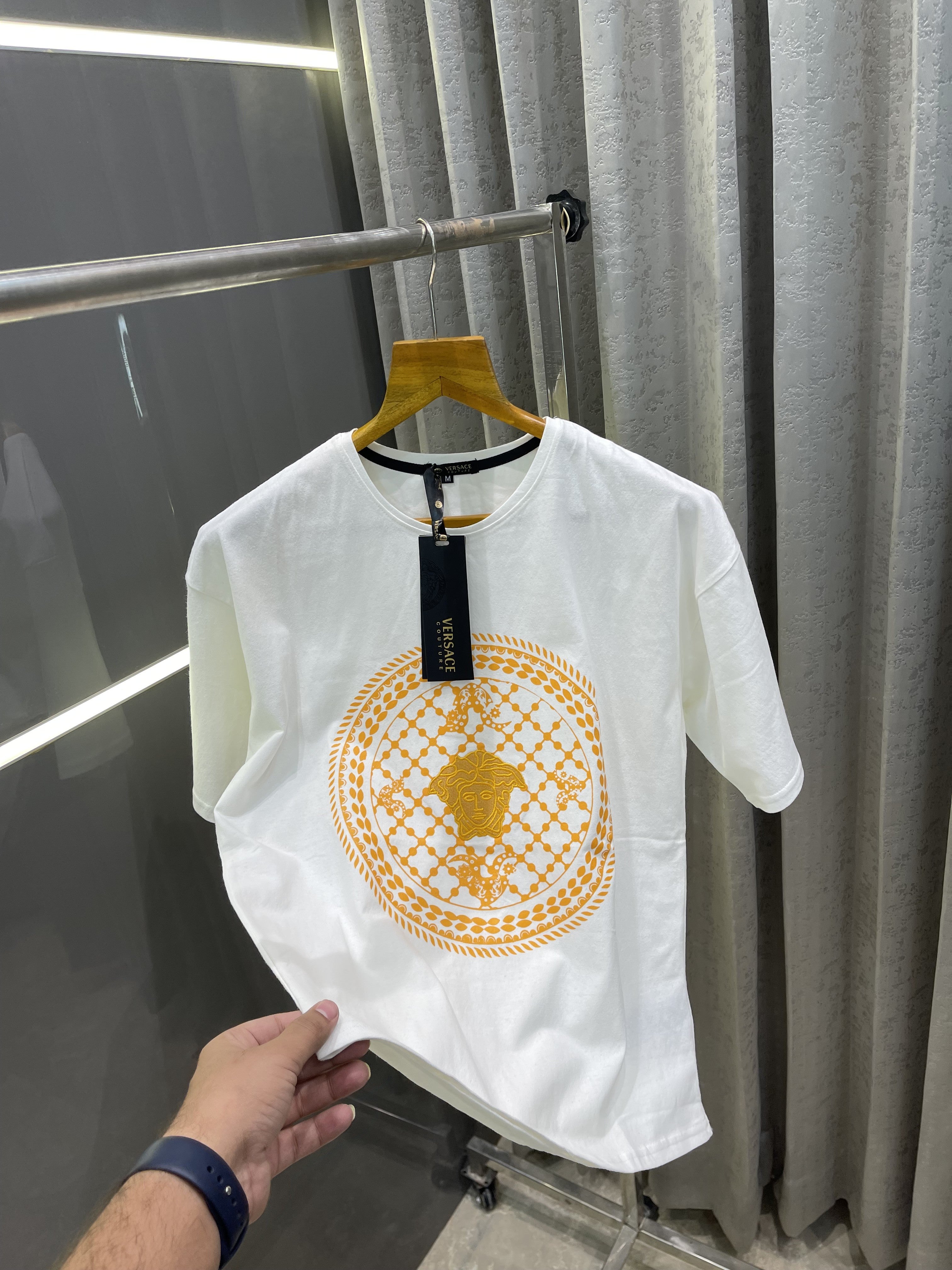 VERSACE WHITE PRINTED PREMIUM OVERSIZED T-SHIRT
