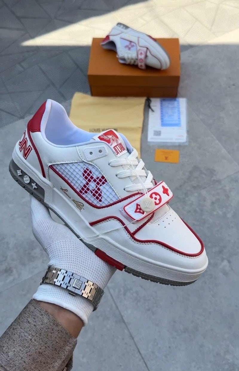Lv Trainer Stripe Red White 415