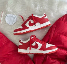 Nikee dunk low nature white gym red