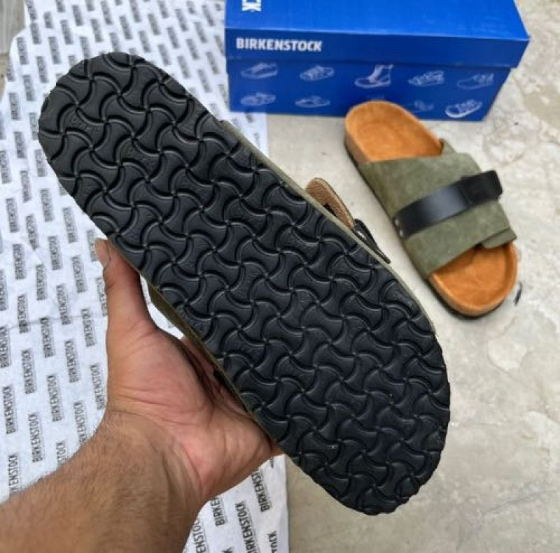 Green Suede Birkenstock Kyoto slide