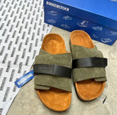 Green Suede Birkenstock Kyoto slide