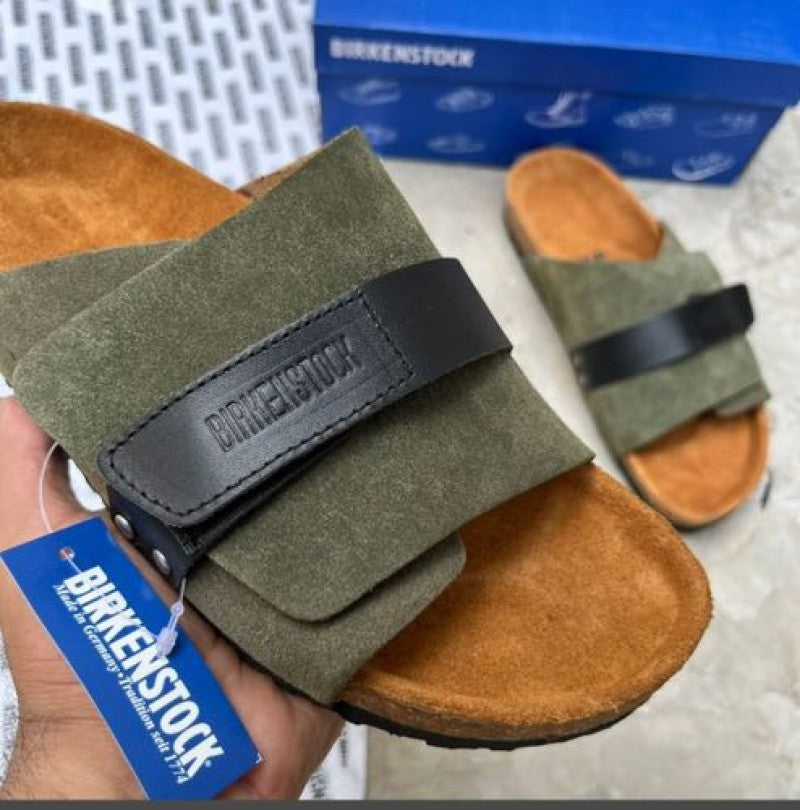 Green Suede Birkenstock Kyoto slide