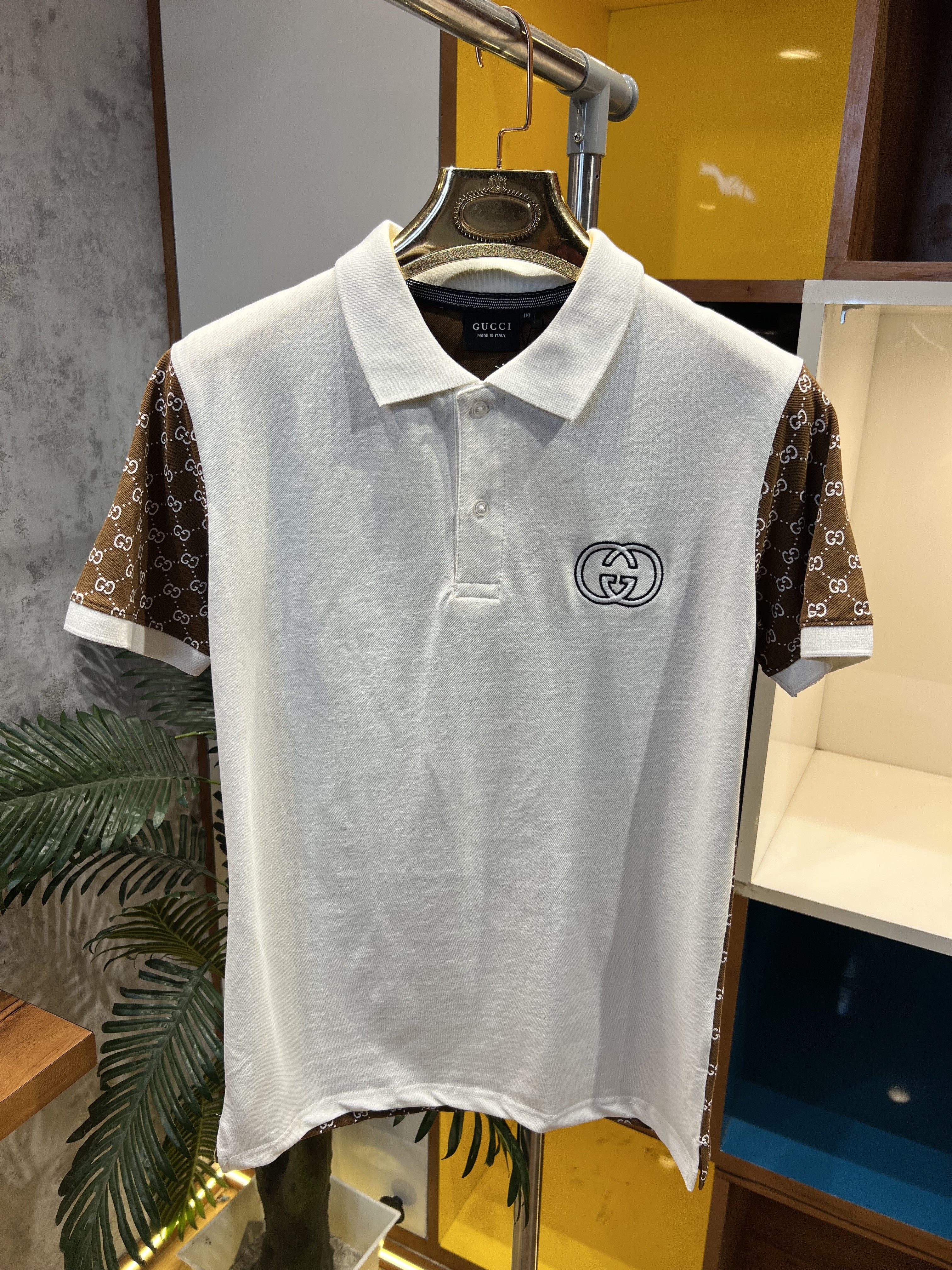 GUCC I PREMIUM POLO WHITE BROWN CC 112