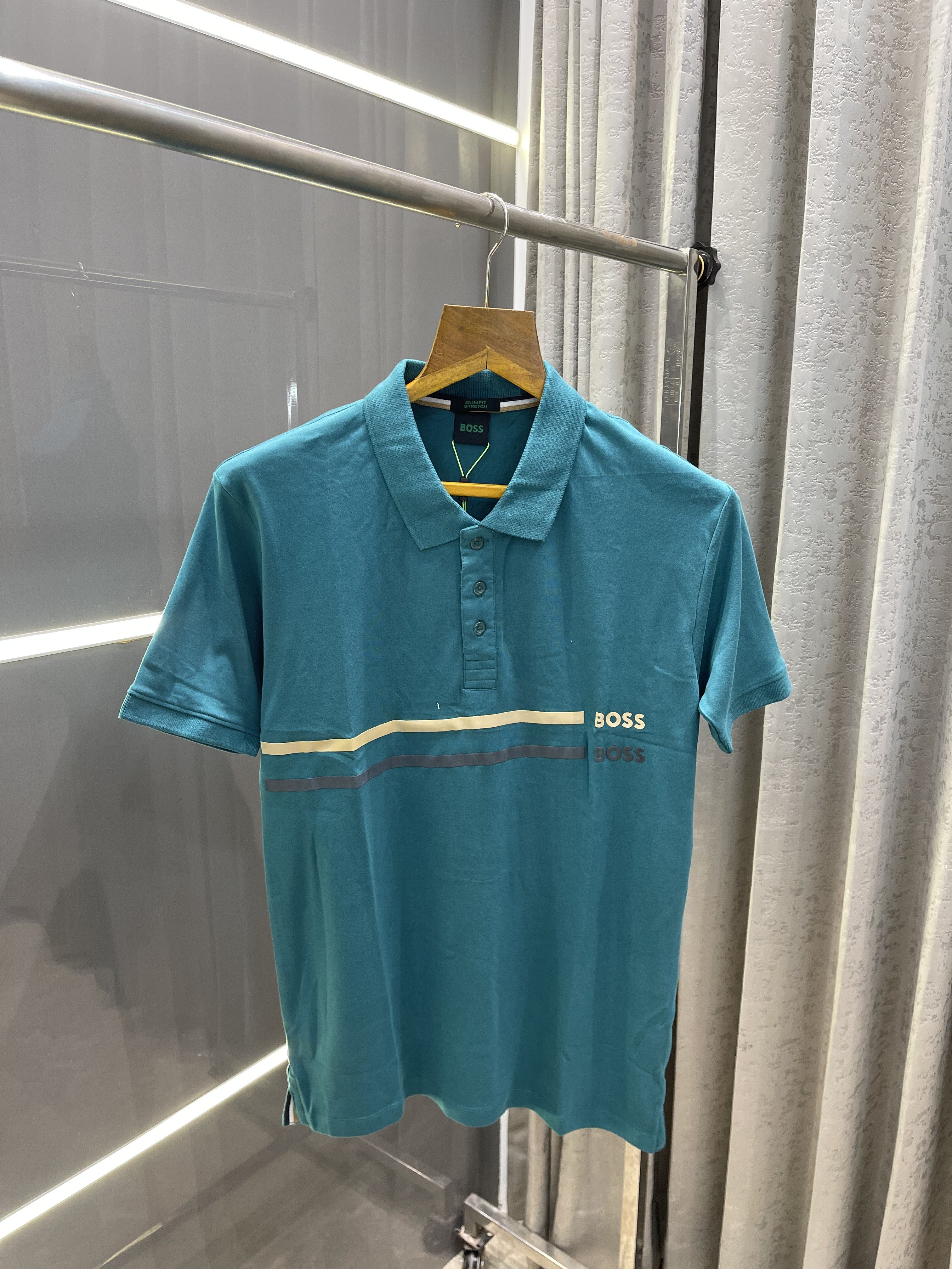 Big sale Boss Pastel Green Printed Premium Polo T-Shirt