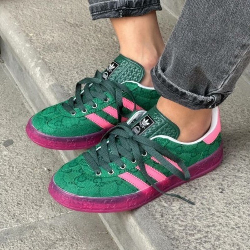 adidass x gazellee green pink fix
