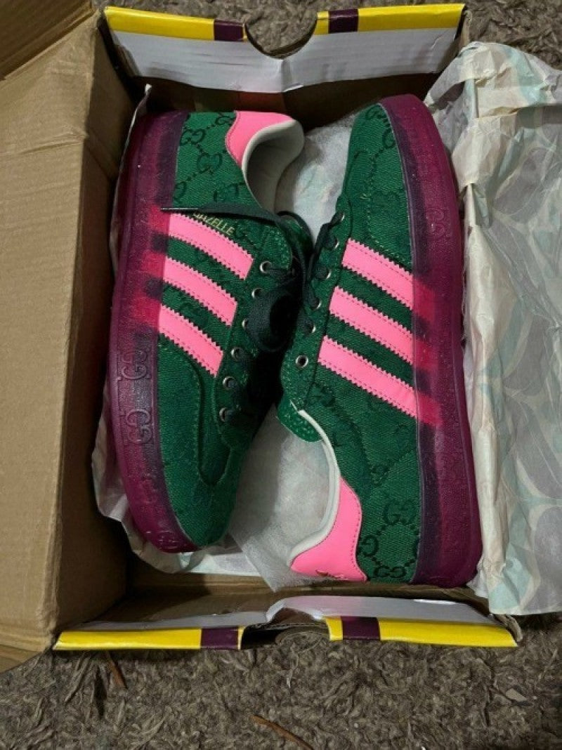 adidass x gazellee green pink fix