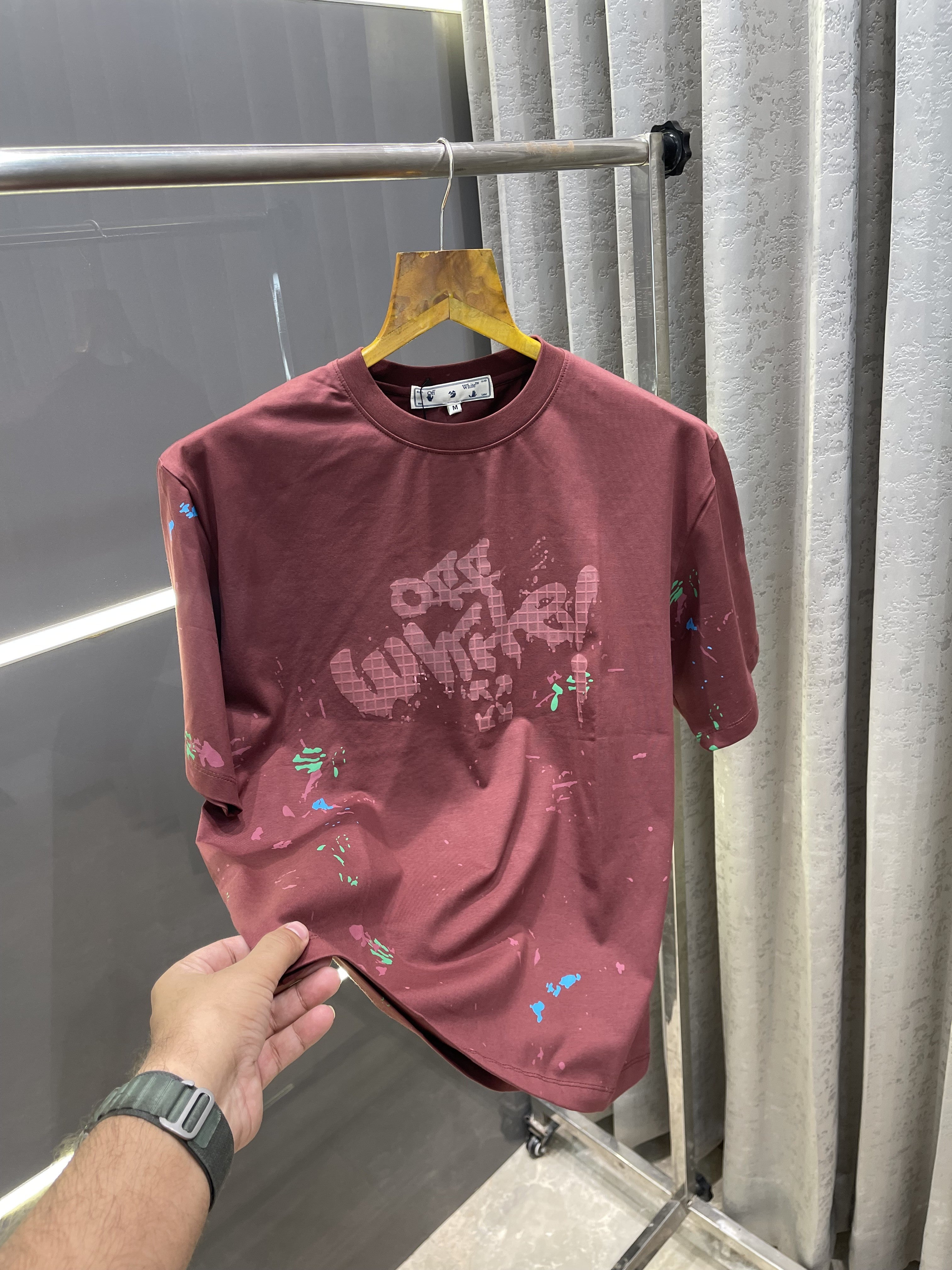 Big sale OFF-WHITE WINE PRINTED PREMIUM OVERSIZED T-SHIRT