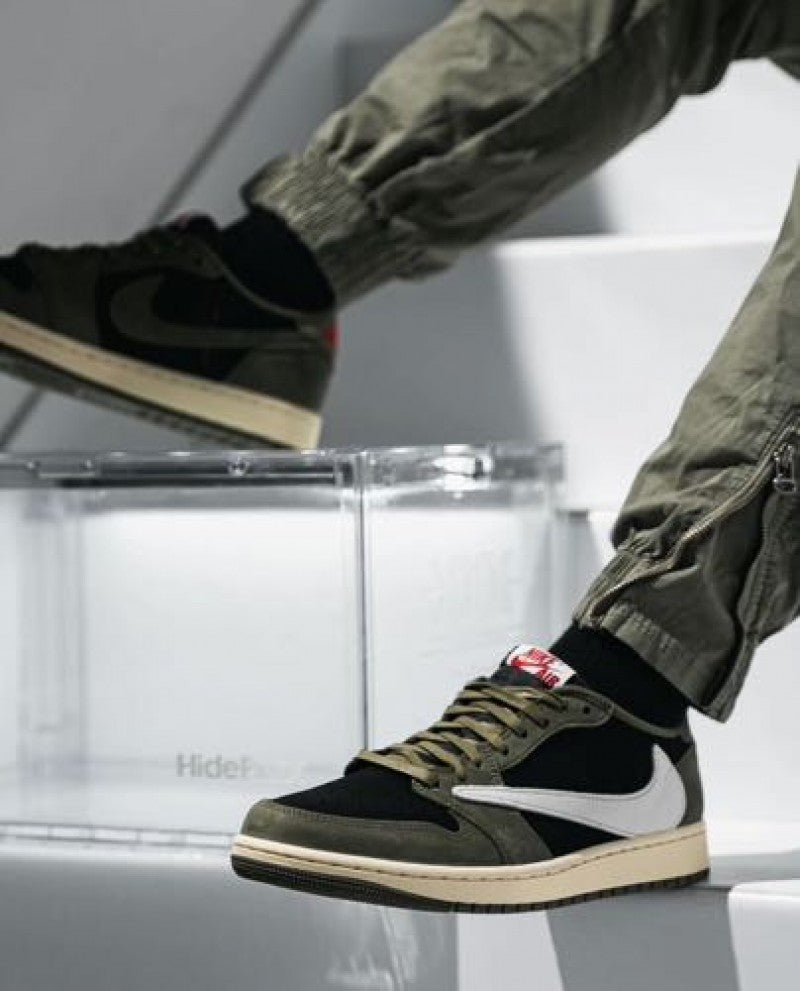 Air Jordan 1 Low X Travis Scott Black Olive Semi UA With Carry Bag