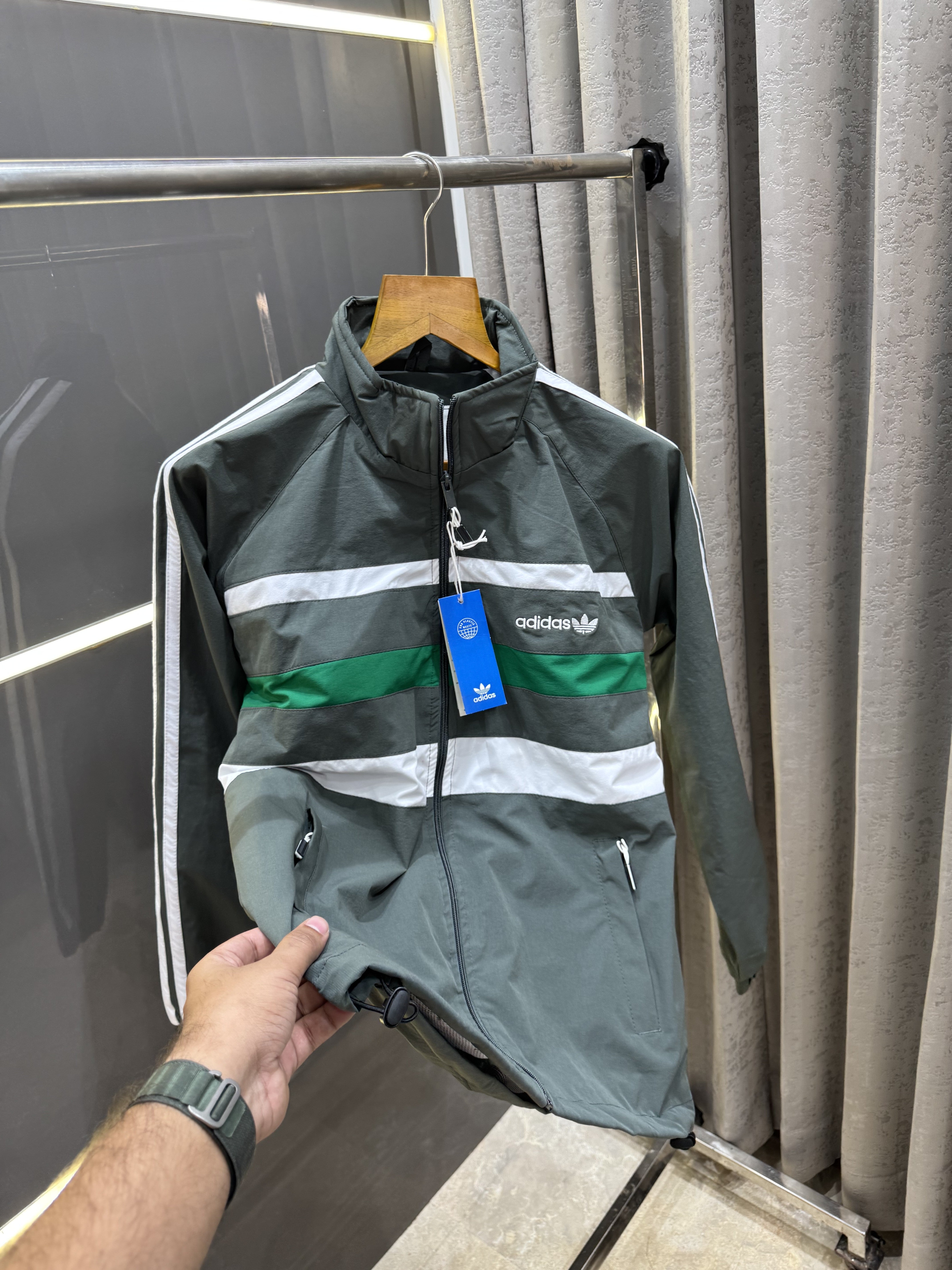 Big sale ADIDA.S GREY PRINTED PREMIUM JACKET