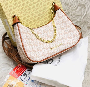 Michael Michael Kors Cora Medium Signature PVC Zip Pouchette Crossbody Bag Brown with box 70
