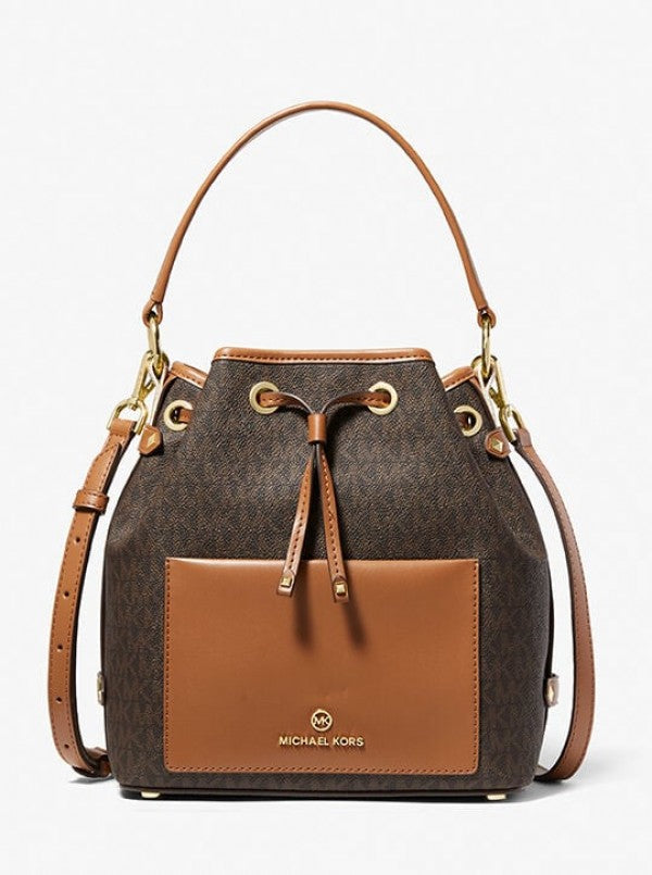 MICHAEL  MICHAEL  KORS MAEVE MEDIUM SIGNATURE LOGO BUCKET BAG  98
