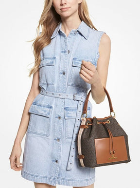 MICHAEL  MICHAEL  KORS MAEVE MEDIUM SIGNATURE LOGO BUCKET BAG  98