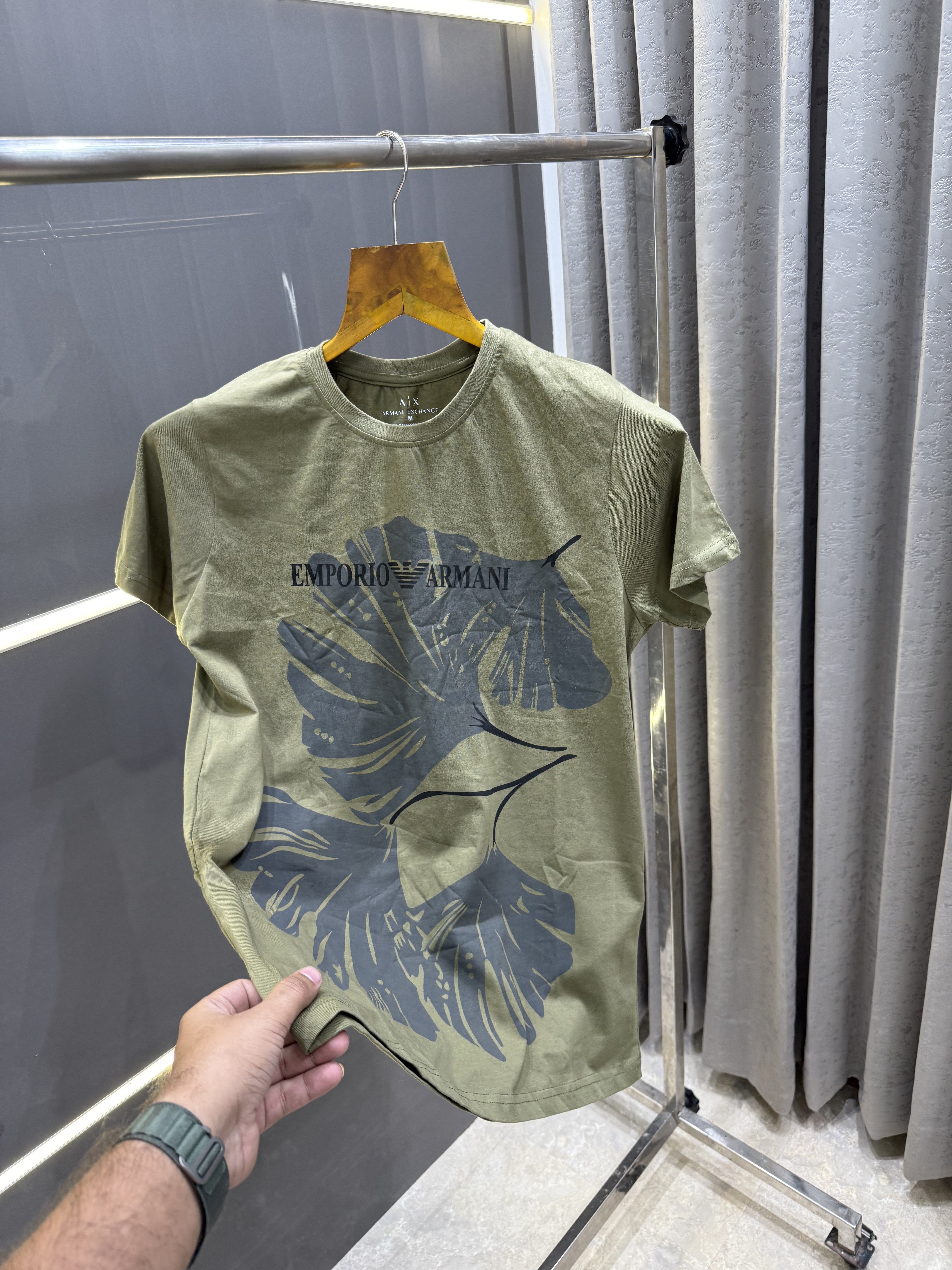 Big sale ARMAN.I OLIVE GREEN PRINTED PREMIUM T-SHIRT